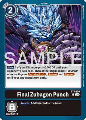 Final Zubagon Punch card image