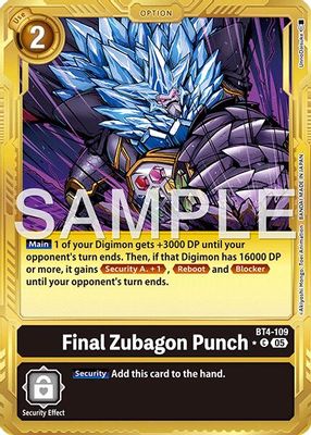 Final Zubagon Punch card image