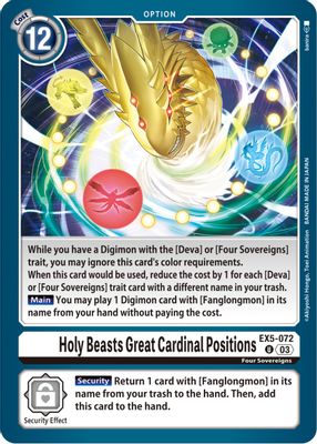 Holy Beasts Great Cardinal Positions card image