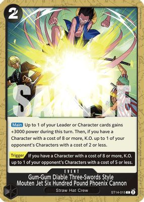 Gum-Gum Diable Three-Swords Style Mouten Jet Six Hundred Pound Phoenix Cannon card image